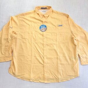 Columbia PFG Tamiami II Fishing Shirt Mens 4X Yellow Long Sleeve UPF 40 FS7253